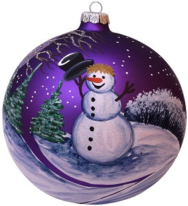 Violet stor julekugle mat med snemand